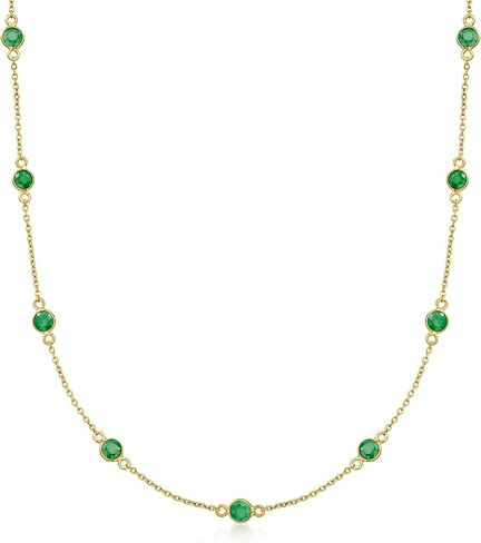 Ross-Simons 2.20 ct. t.w. Emerald Station Necklace in 18kt Gold Over Sterling. 18 inches in Saudi Arabia