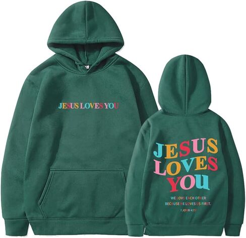 Jesus Loves You Hoodie Womens Christian Graphic Cute Hoodies Faith Sweatshirt Casual Tops in Saudi Arabia