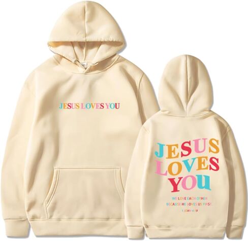 Jesus Loves You Hoodie Womens Christian Graphic Cute Hoodies Faith Sweatshirt Casual Tops in Saudi Arabia