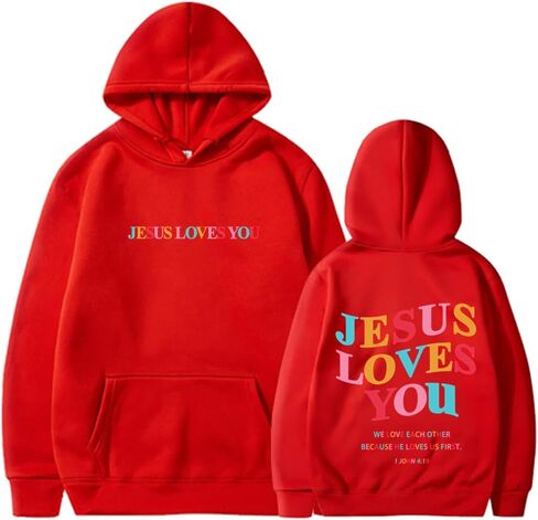 Jesus Loves You Hoodie Womens Christian Graphic Cute Hoodies Faith Sweatshirt Casual Tops in Saudi Arabia