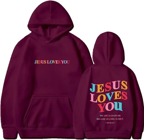 Jesus Loves You Hoodie Womens Christian Graphic Cute Hoodies Faith Sweatshirt Casual Tops in Saudi Arabia