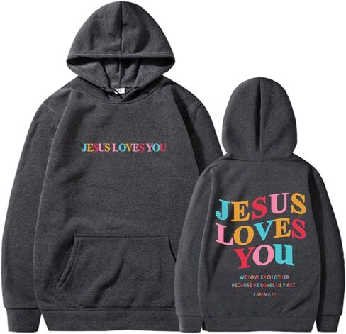 Jesus Loves You Hoodie Womens Christian Graphic Cute Hoodies Faith Sweatshirt Casual Tops in Saudi Arabia