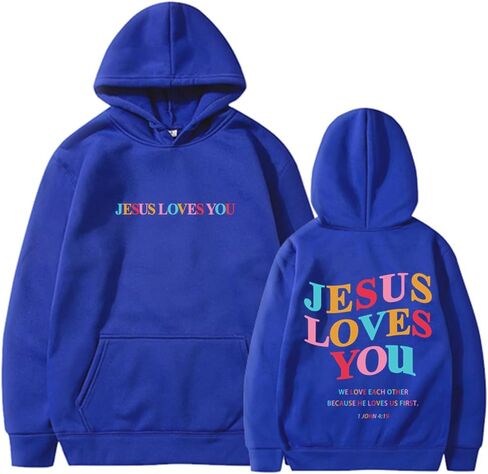 Jesus Loves You Hoodie Womens Christian Graphic Cute Hoodies Faith Sweatshirt Casual Tops in Saudi Arabia