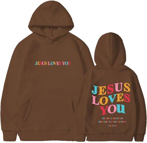 Jesus Loves You Hoodie Womens Christian Graphic Cute Hoodies Faith Sweatshirt Casual Tops in Saudi Arabia