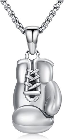 Boxing Necklace 925 Sterling Silver Boxing Gloves Pendant Gym Necklace Jewelry Gifts for Men in Saudi Arabia