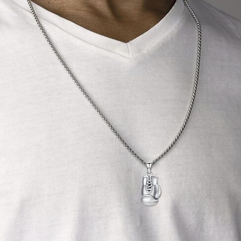 Boxing Necklace 925 Sterling Silver Boxing Gloves Pendant Gym Necklace Jewelry Gifts for Men in Saudi Arabia
