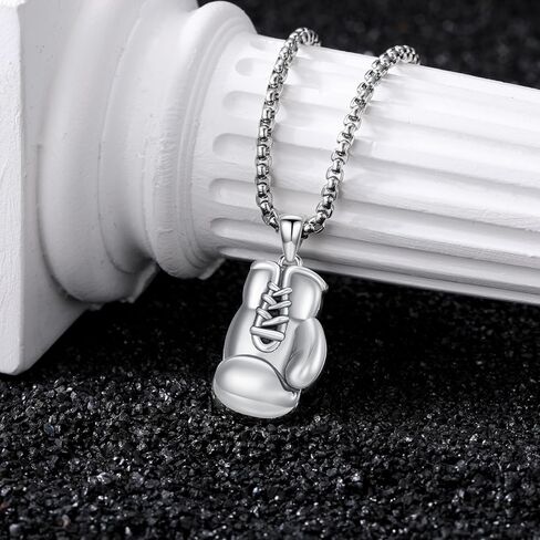 Boxing Necklace 925 Sterling Silver Boxing Gloves Pendant Gym Necklace Jewelry Gifts for Men in Saudi Arabia