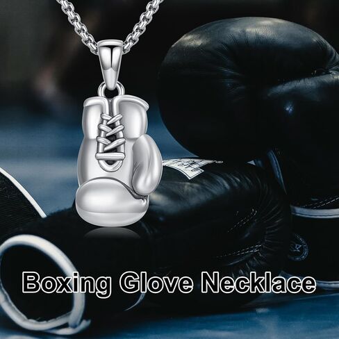 Boxing Necklace 925 Sterling Silver Boxing Gloves Pendant Gym Necklace Jewelry Gifts for Men in Saudi Arabia