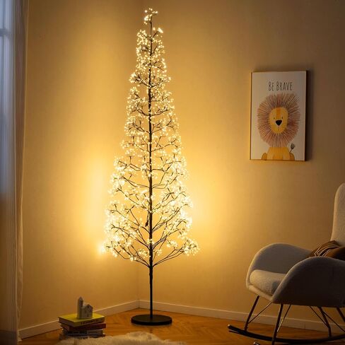 Goplus 5/6/7 FT LED Alpine Tree w/ 1000 Warm White LED Lights, Pre-lit Artificial Cedar with Weighted Base, Pre-lit Indoor Tree-Decoration for Christmas, Wedding Party (XL) in Saudi Arabia