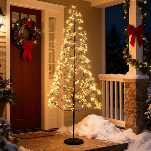 Goplus 5/6/7 FT LED Alpine Tree w/ 1000 Warm White LED Lights, Pre-lit Artificial Cedar with Weighted Base, Pre-lit Indoor Tree-Decoration for Christmas, Wedding Party (XL) in Saudi Arabia