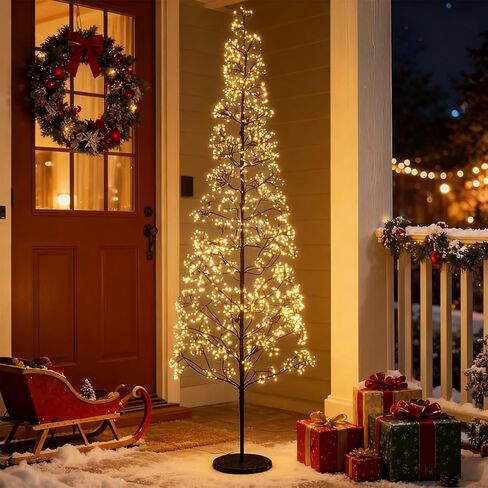 Goplus 5/6/7 FT LED Alpine Tree w/ 1000 Warm White LED Lights, Pre-lit Artificial Cedar with Weighted Base, Pre-lit Indoor Tree-Decoration for Christmas, Wedding Party (XL) in Saudi Arabia