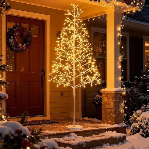 Goplus 5/6/7 FT LED Alpine Tree w/ 1000 Warm White LED Lights, Pre-lit Artificial Cedar with Weighted Base, Pre-lit Indoor Tree-Decoration for Christmas, Wedding Party (XL) in Saudi Arabia