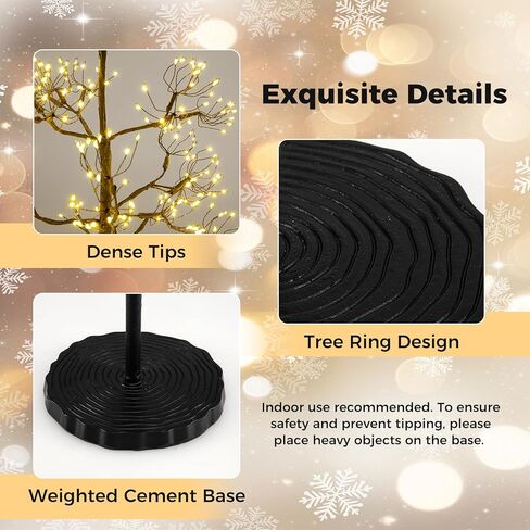 Goplus 5/6/7 FT LED Alpine Tree w/ 1000 Warm White LED Lights, Pre-lit Artificial Cedar with Weighted Base, Pre-lit Indoor Tree-Decoration for Christmas, Wedding Party (XL) in Saudi Arabia