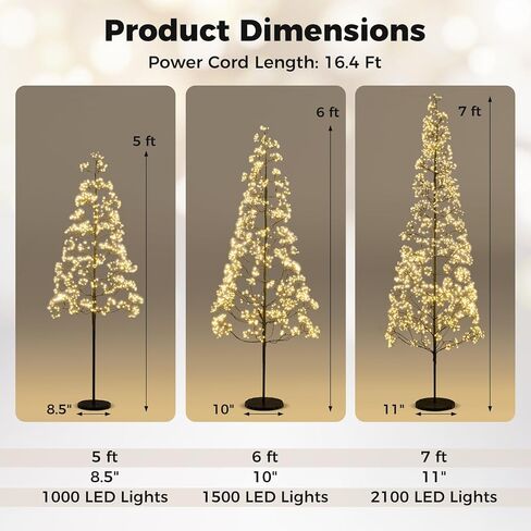 Goplus 5/6/7 FT LED Alpine Tree w/ 1000 Warm White LED Lights, Pre-lit Artificial Cedar with Weighted Base, Pre-lit Indoor Tree-Decoration for Christmas, Wedding Party (XL) in Saudi Arabia