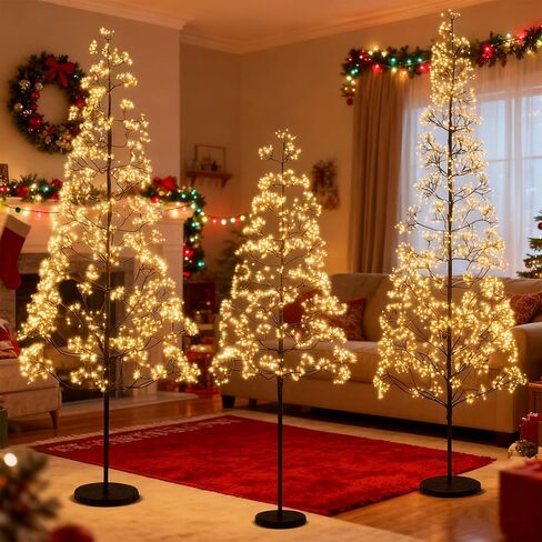 Goplus 5/6/7 FT LED Alpine Tree w/ 1000 Warm White LED Lights, Pre-lit Artificial Cedar with Weighted Base, Pre-lit Indoor Tree-Decoration for Christmas, Wedding Party (XL) in Saudi Arabia