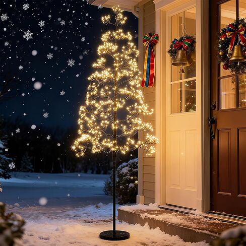 Goplus 5/6/7 FT LED Alpine Tree w/ 1000 Warm White LED Lights, Pre-lit Artificial Cedar with Weighted Base, Pre-lit Indoor Tree-Decoration for Christmas, Wedding Party (XL) in Saudi Arabia