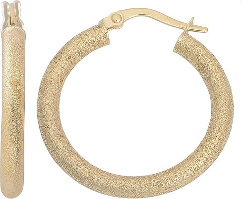 Kooljewelry 10k الذهب الأصفر 3x20 ملم زجاج الانفجار إنهاء هوب الأقراط in Saudi Arabia