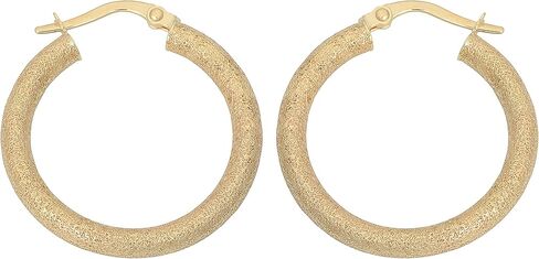 Kooljewelry 10k الذهب الأصفر 3x20 ملم زجاج الانفجار إنهاء هوب الأقراط in Saudi Arabia