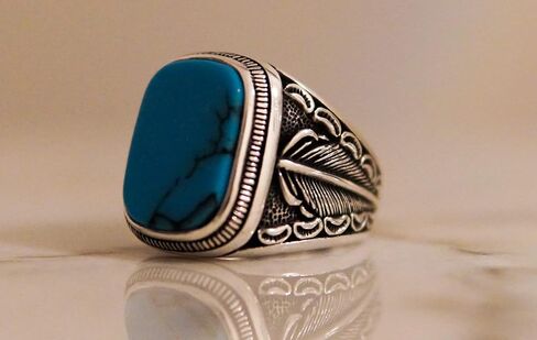 Silver 925k Ring, Handmade Ring, Natural Turquoise Stone,Jewelry Gift For Mens and Womens in Saudi Arabia