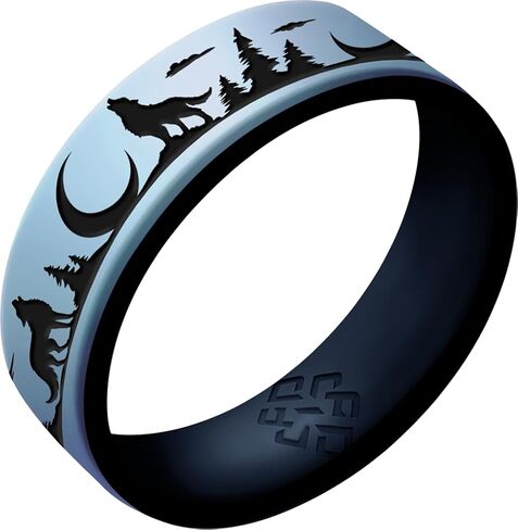 Knot Theory Wolf Silicone Ring for Women - Baby Blue, Blue Sky, Champagne, Rainbow, Lavender, White RoseGold Dual Layer Breathable Comfort Fit 6mm Bandwidth in Saudi Arabia