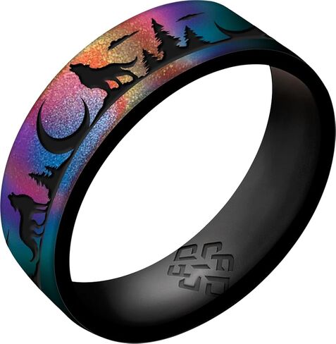 Knot Theory Wolf Silicone Ring for Women - Baby Blue, Blue Sky, Champagne, Rainbow, Lavender, White RoseGold Dual Layer Breathable Comfort Fit 6mm Bandwidth in Saudi Arabia