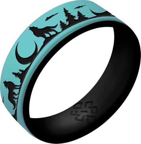 Knot Theory Wolf Silicone Ring for Women - Baby Blue, Blue Sky, Champagne, Rainbow, Lavender, White RoseGold Dual Layer Breathable Comfort Fit 6mm Bandwidth in Saudi Arabia