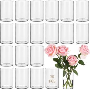 Cylinder Vases for Centerpieces, Pack of 20 Centerpiece Vase for Table, Reusable Transparent Vases for Flower Arrangements, Table Decor for Weddings, Anniversaries, Parties in Saudi Arabia