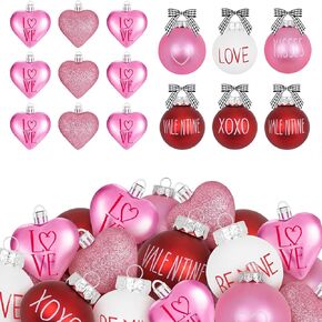 Valentine's Day Tree Decorations 24 Pcs Heart Valentine Ornaments for Tree Hanging Ball Baubles for Home Wedding Anniversary Engagement Party Decor in Saudi Arabia