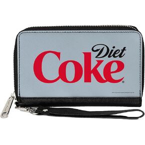 Buckle-Down The Coca-Cola Company Wallet, Zip Around, Diet Coke Logo Centered Light Gray Black Red, Vegan Leather in Kuwait