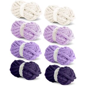 8 عبوات jumbo ملونة chenille chenille خيوط للكروشيه ، 8 ألوان غزل كثيفة ضخمة للحياك in Kuwait