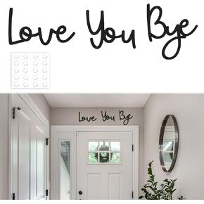 21.6" Love You Bye Wood Sign, Above Door Home Wall Boho Decor Plaque, Black Modern Simplicity Decoration for Front Door Entryway Living Room Aesthetic, Show Your Love and Warm for Your Family (Black) in Saudi Arabia