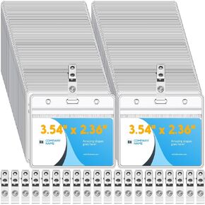 300 Sets Clip on Name Tag Clear Name Badge with Clip Waterproof PVC ID Badge Holder Transparent Name Tag Holder with Resealable Zipper Seal and Metal Badge for Teacher Worker in Kuwait