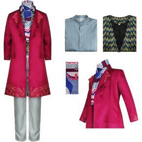 Adult Willy Costume Chalamet Chocolate Man Deluxe Full Suit with Printed Scarf Halloween Party Dress Up Outfit in Saudi Arabia