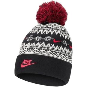 قبعة Nike Peak Fair Isle Beanie Bobble مقاس واحد للبالغين من الجنسين HF0188 010 in Saudi Arabia