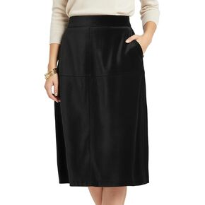 Women’s Faux Leather Midi Skirt – High Waisted Stretch PU – A-Line or Pencil – Office & Casual – S to XL in Saudi Arabia