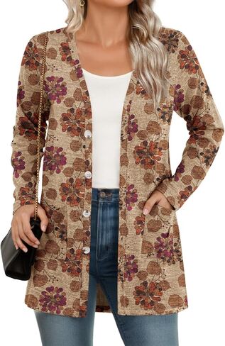 Feiersi Womens Casual Lightweight Cardigan Soft Knit Cardigan Sweater Open Front Long Sleeve Coat with Pockets in Saudi Arabia