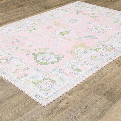 Oriental Weavers Addison ADD04 - Machine Washable - Flat Weave - Printed Area Rug - 5' x 7' - in Pink/Green - Traditional Style, Nursery, Kids Room, Bedroom, Entryway in Saudi Arabia