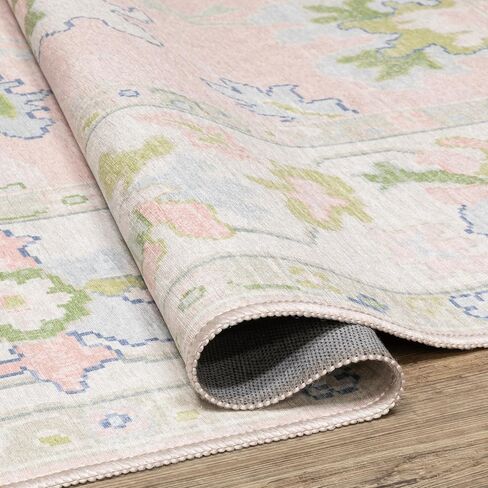 Oriental Weavers Addison ADD04 - Machine Washable - Flat Weave - Printed Area Rug - 5' x 7' - in Pink/Green - Traditional Style, Nursery, Kids Room, Bedroom, Entryway in Saudi Arabia