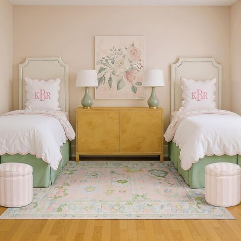 Oriental Weavers Addison ADD04 - Machine Washable - Flat Weave - Printed Area Rug - 5' x 7' - in Pink/Green - Traditional Style, Nursery, Kids Room, Bedroom, Entryway in Saudi Arabia