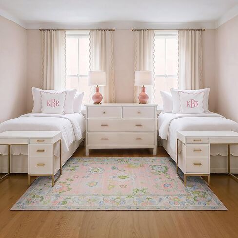 Oriental Weavers Addison ADD04 - Machine Washable - Flat Weave - Printed Area Rug - 5' x 7' - in Pink/Green - Traditional Style, Nursery, Kids Room, Bedroom, Entryway in Saudi Arabia