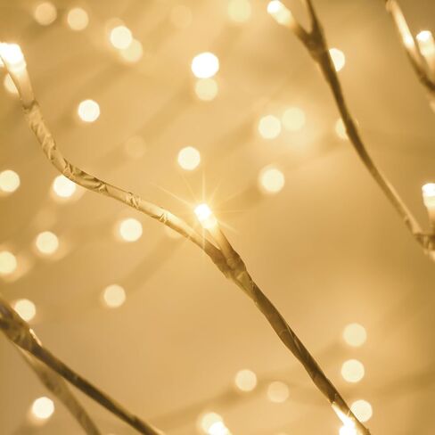 Birch Tree with LED Lights 4+6+8FT, 3PK Artificial Christmas Trees Prelit with 8 Lighting Modes and Timer, Lit Twinkling Twig Tree Warm White for Xmas Home Outdoor Indoor Decoration in Saudi Arabia