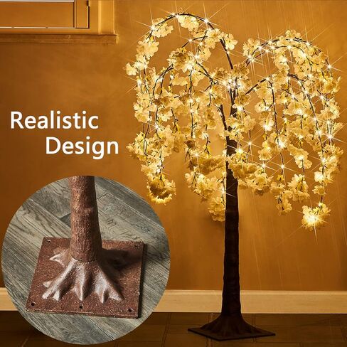 Fudios شجرة زهر الكرز الأبيض مع أضواء 4FT 180 LED أضواء خرافية، مضاءة شجرة زهرة اصطناعية لربيع وصيف ديكور الزفاف داخلي في الهواء الطلق in Kuwait