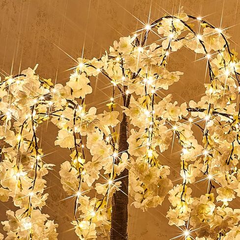 Fudios شجرة زهر الكرز الأبيض مع أضواء 4FT 180 LED أضواء خرافية، مضاءة شجرة زهرة اصطناعية لربيع وصيف ديكور الزفاف داخلي في الهواء الطلق in Kuwait
