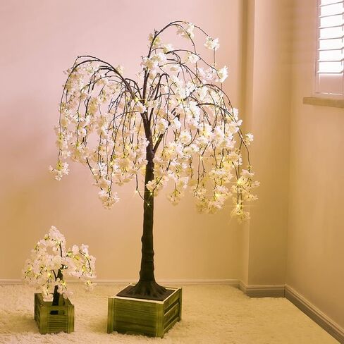 Fudios شجرة زهر الكرز الأبيض مع أضواء 4FT 180 LED أضواء خرافية، مضاءة شجرة زهرة اصطناعية لربيع وصيف ديكور الزفاف داخلي في الهواء الطلق in Kuwait