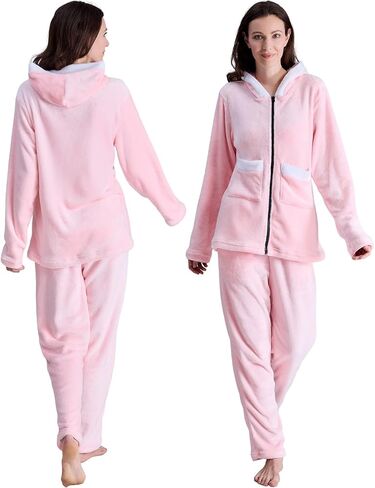 Fleece Pajamas for Women Set, Ultra Soft Comfy Fuzzy Sleepwear, 2 Piece Warm Cozy Plush Loungewear for Fall Winter in Saudi Arabia