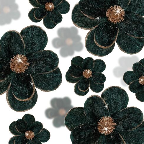 Norme 15 Pcs Christmas Magnolia Flowers Ornaments 3.15'' 5.91'' 8.27'' Large Artificial Magnolia Velvet Fold Poinsettia Stems for Christmas Tree Wreath Holiday Decor(Burgundy) in Saudi Arabia