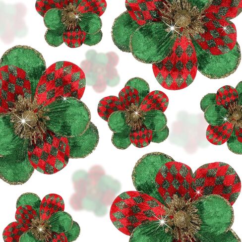 Norme 15 Pcs Christmas Magnolia Flowers Ornaments 3.15'' 5.91'' 8.27'' Large Artificial Magnolia Velvet Fold Poinsettia Stems for Christmas Tree Wreath Holiday Decor(Burgundy) in Saudi Arabia