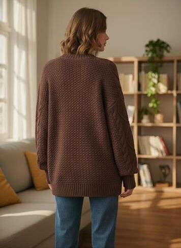SKAYS Women's Oversized Open Front Cardigan Sweaters Cable Knit Long Sleeve Chunky Cardigan 2025 Trendy Fall Clothes in Saudi Arabia