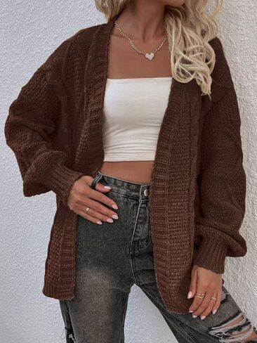 SKAYS Women's Oversized Open Front Cardigan Sweaters Cable Knit Long Sleeve Chunky Cardigan 2025 Trendy Fall Clothes in Saudi Arabia