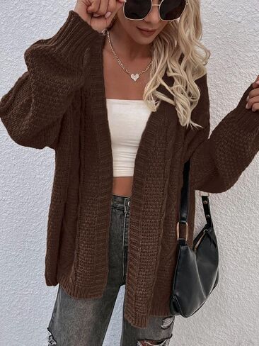 SKAYS Women's Oversized Open Front Cardigan Sweaters Cable Knit Long Sleeve Chunky Cardigan 2025 Trendy Fall Clothes in Saudi Arabia